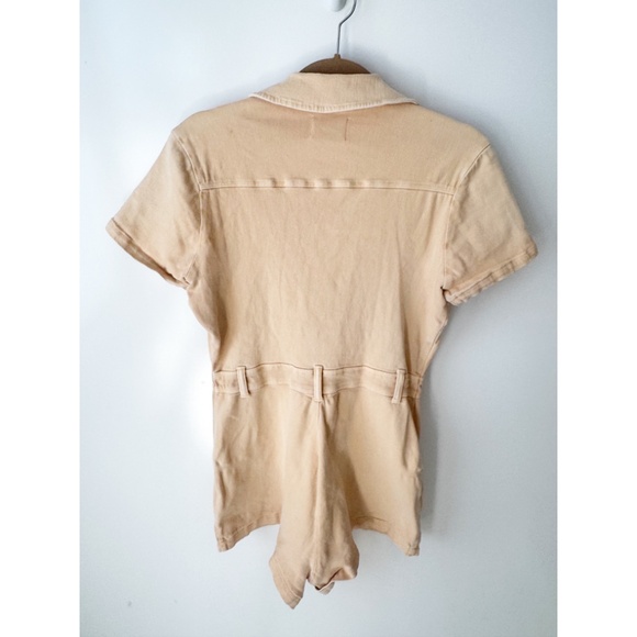 Show Me Your Mumu Outlaw Stretch Denim Romper in Tanlines Beige S - Picture 5 of 6